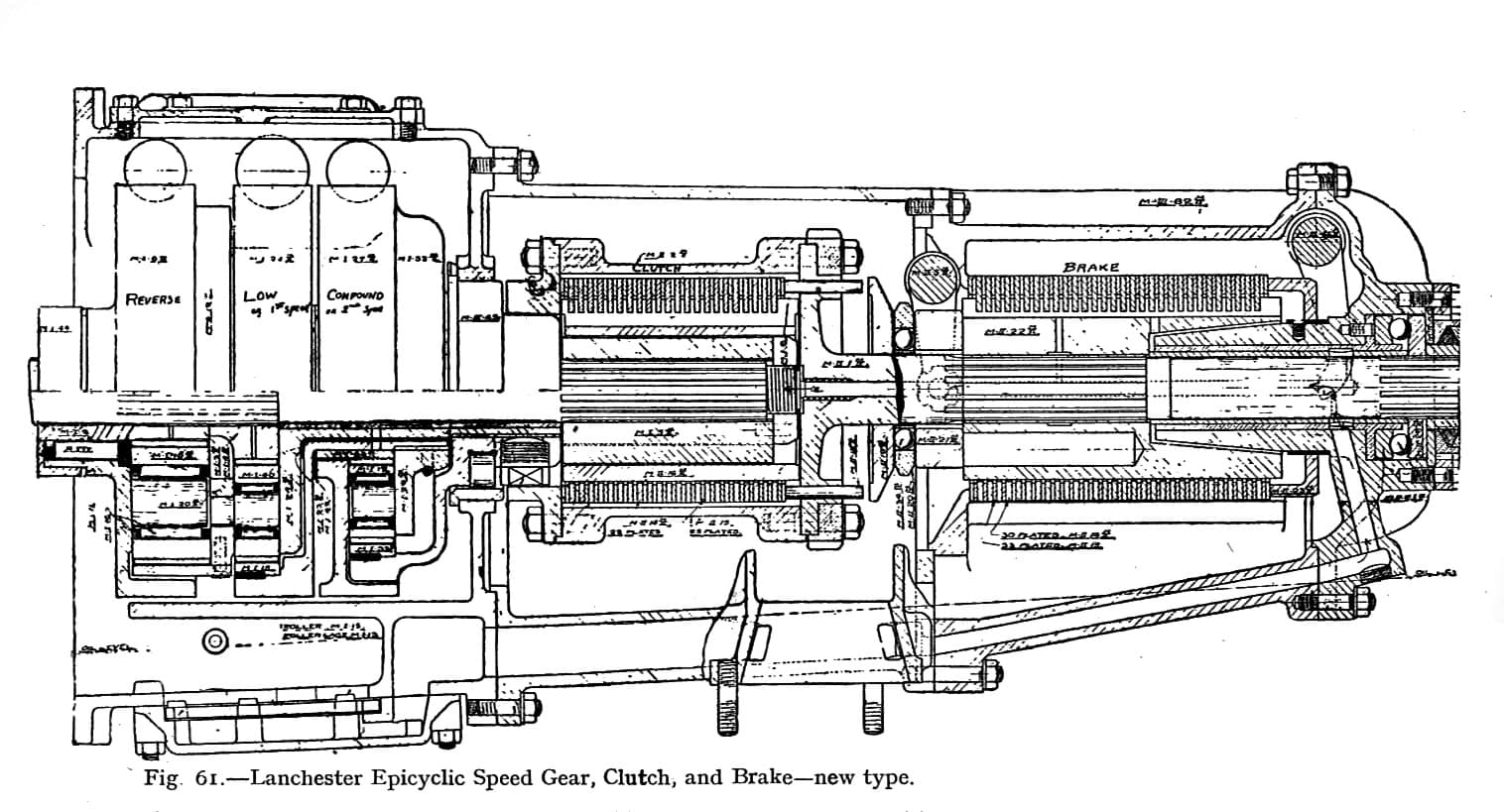 Lanchester epicyclic gearbox and brake
