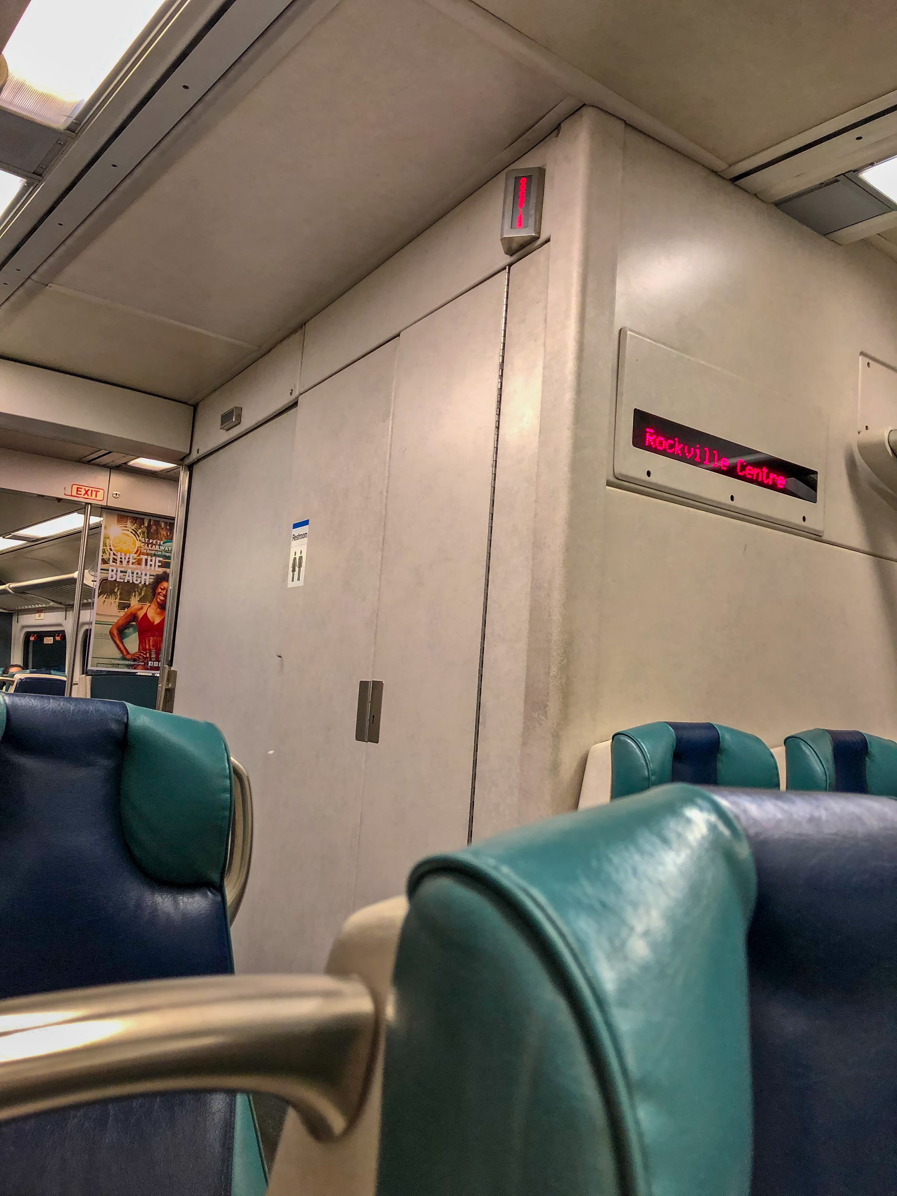 LIRR M7 car occupied bathroom