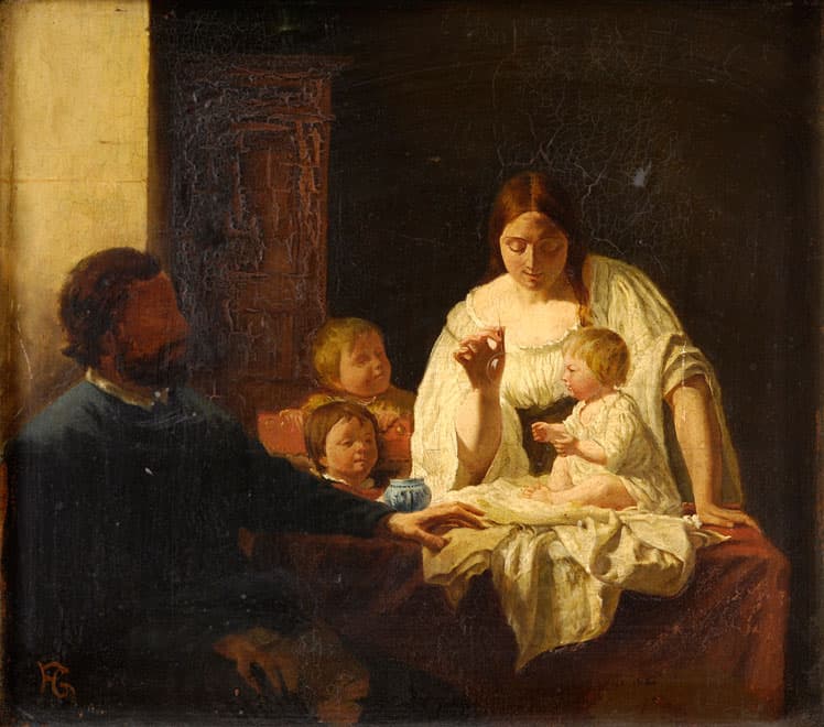Familie beim Seifenblasenspiel