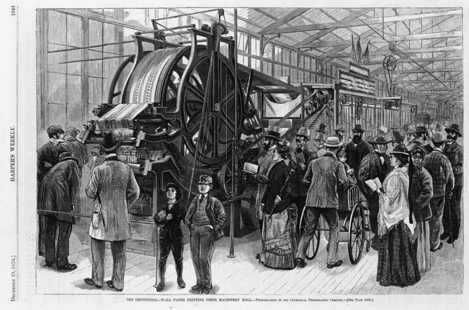1876 printing press Harpers Weekly Dec23