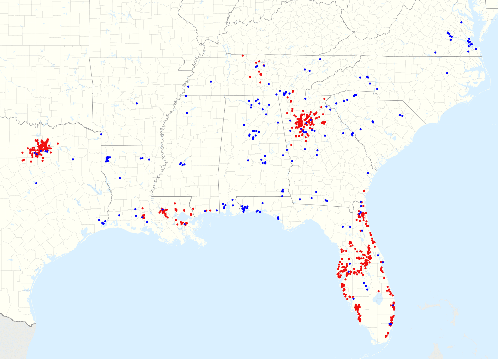 RaceTrac+RaceWay footprint 2020-01
