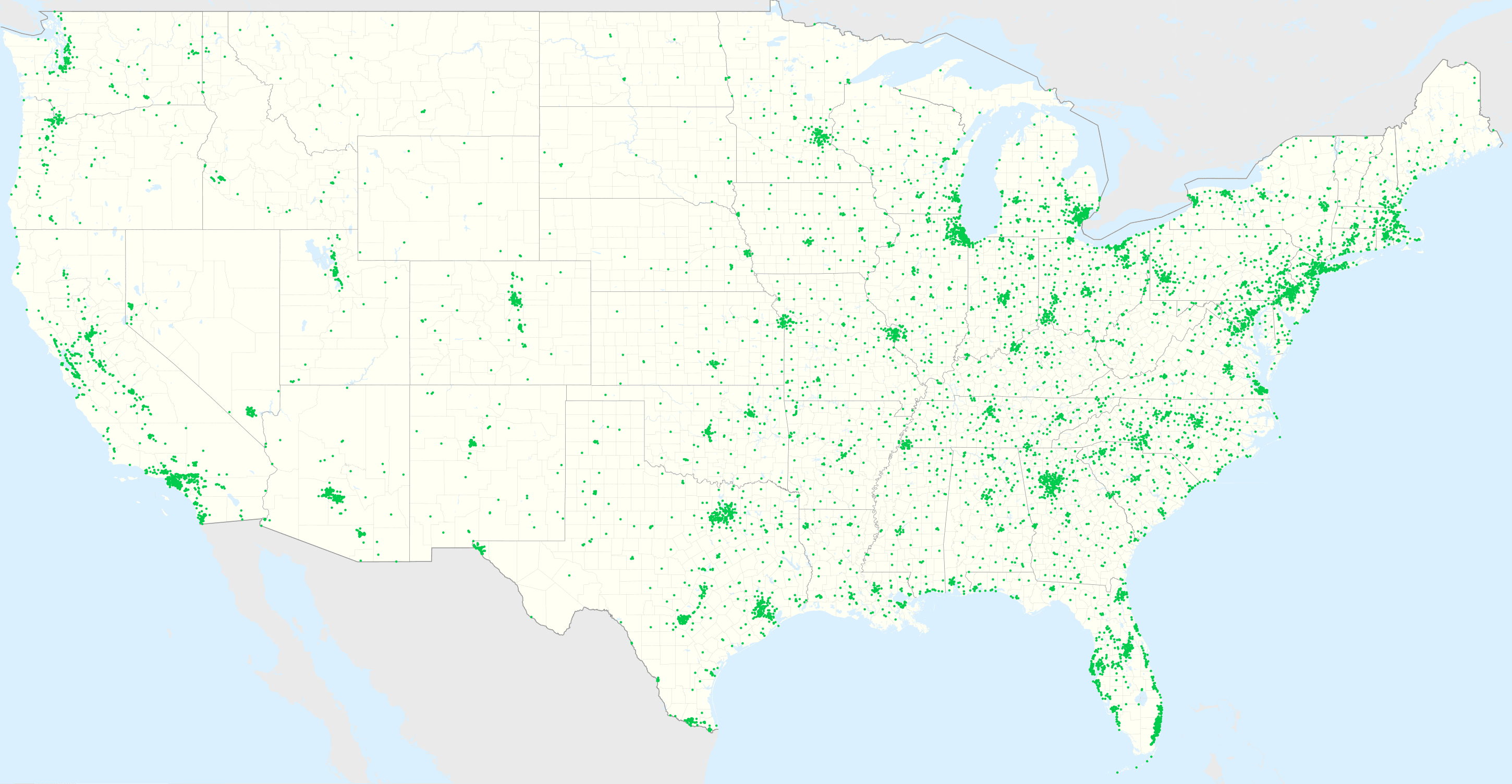 Dollar Tree footprint map 2020-12