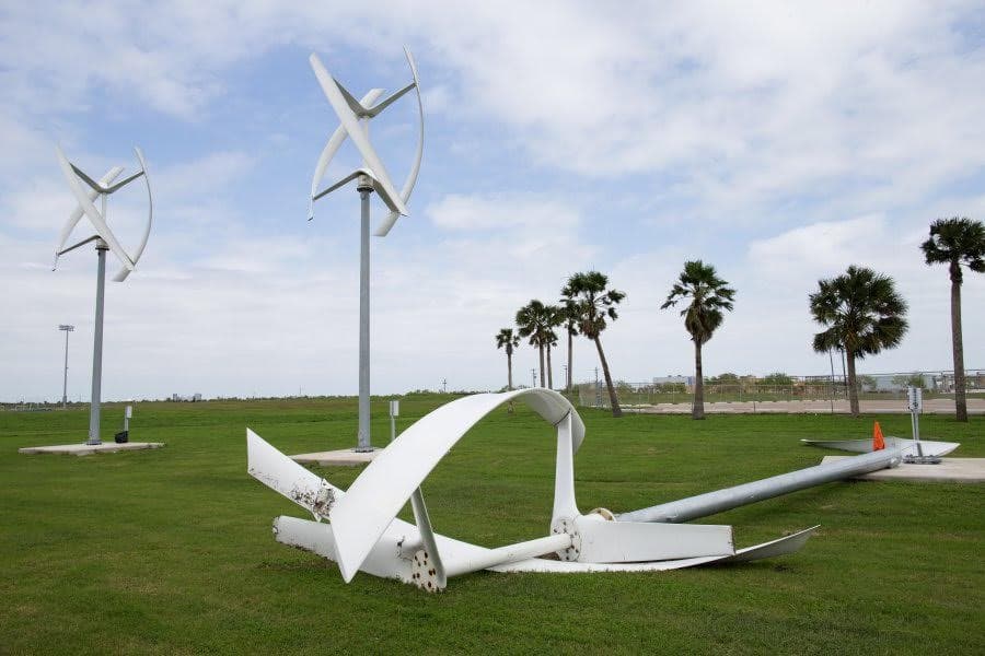 Collapsed wind turbine