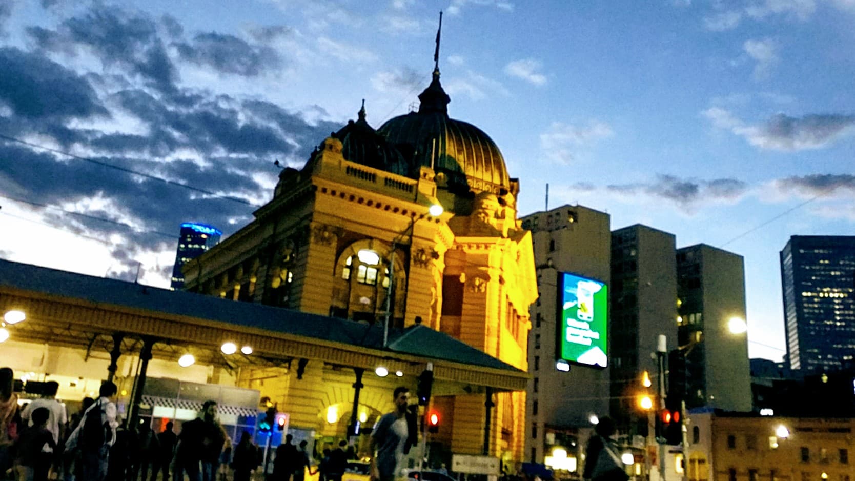 Flinders Street station at night