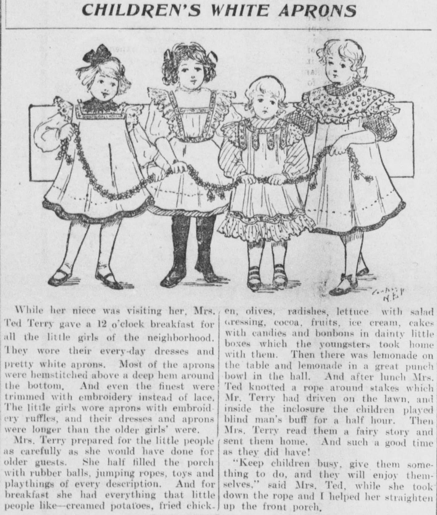 Children's White Aprons (fashion vignette)