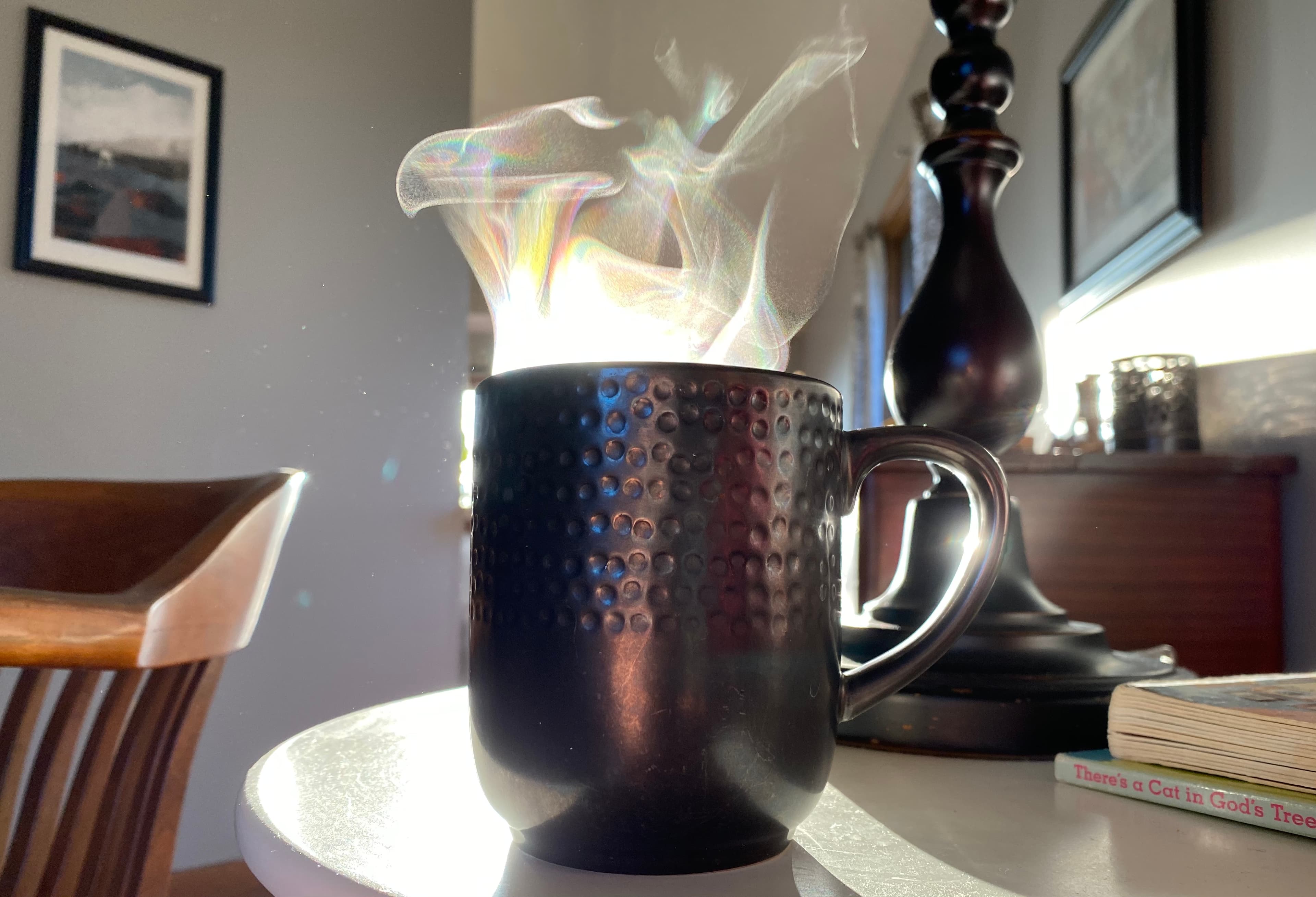 Coffee steaming in a mug