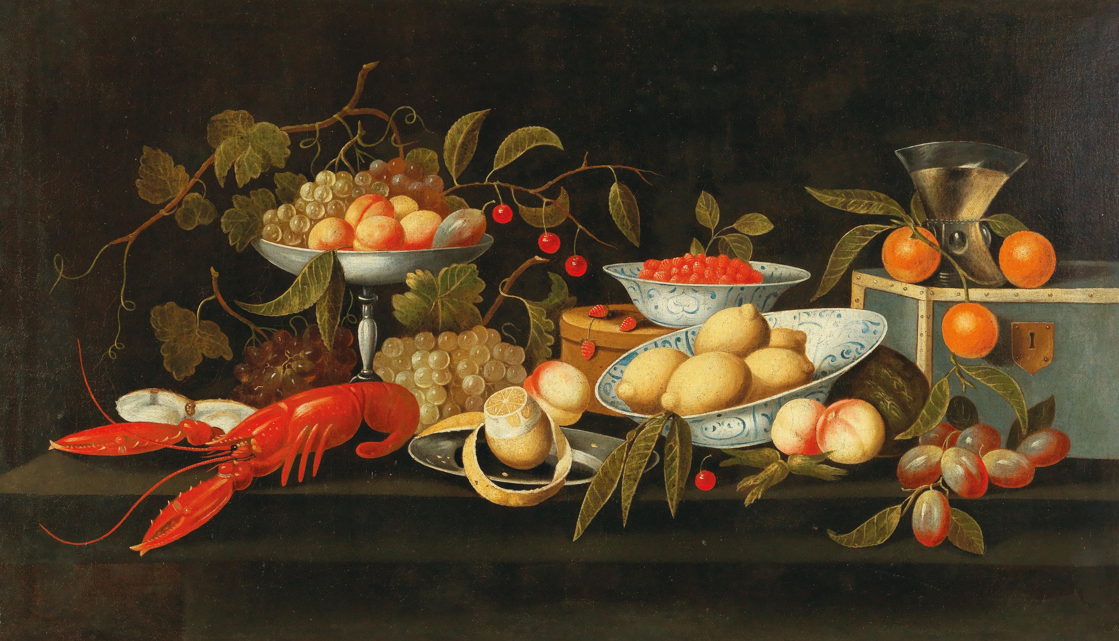 Pseudo-Simons - Fruit still life with a lobster