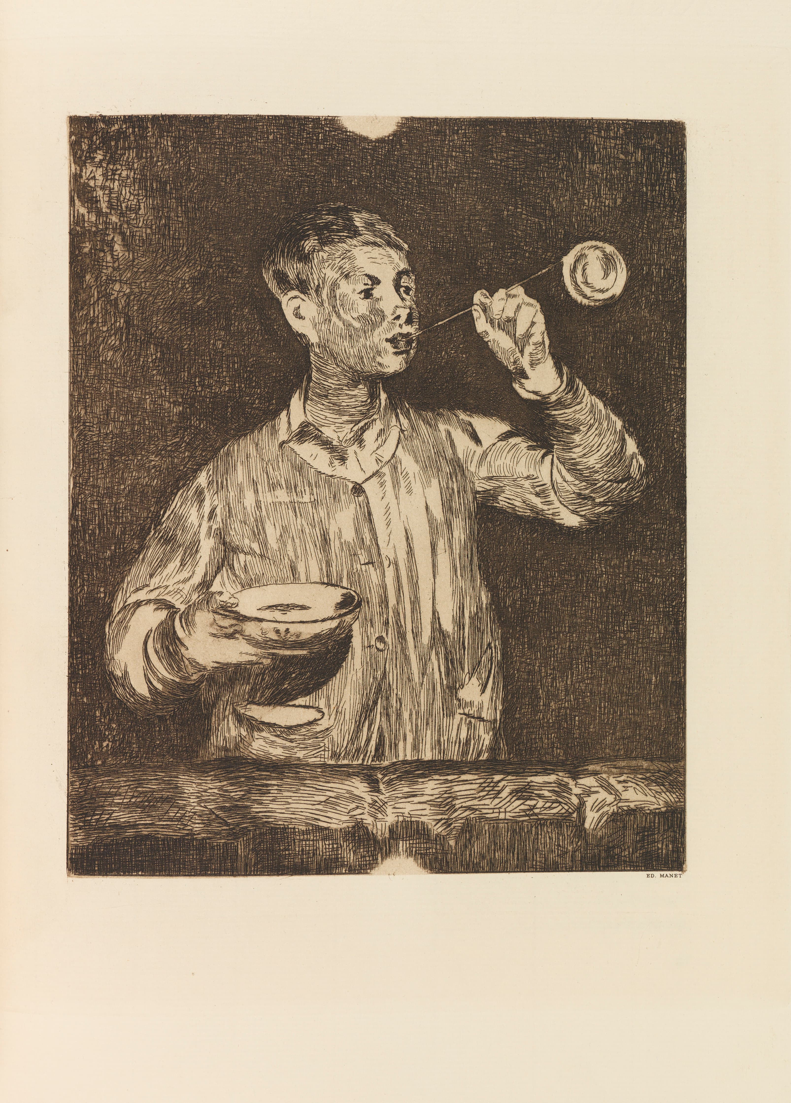 Manet Les Bulles de savon etching