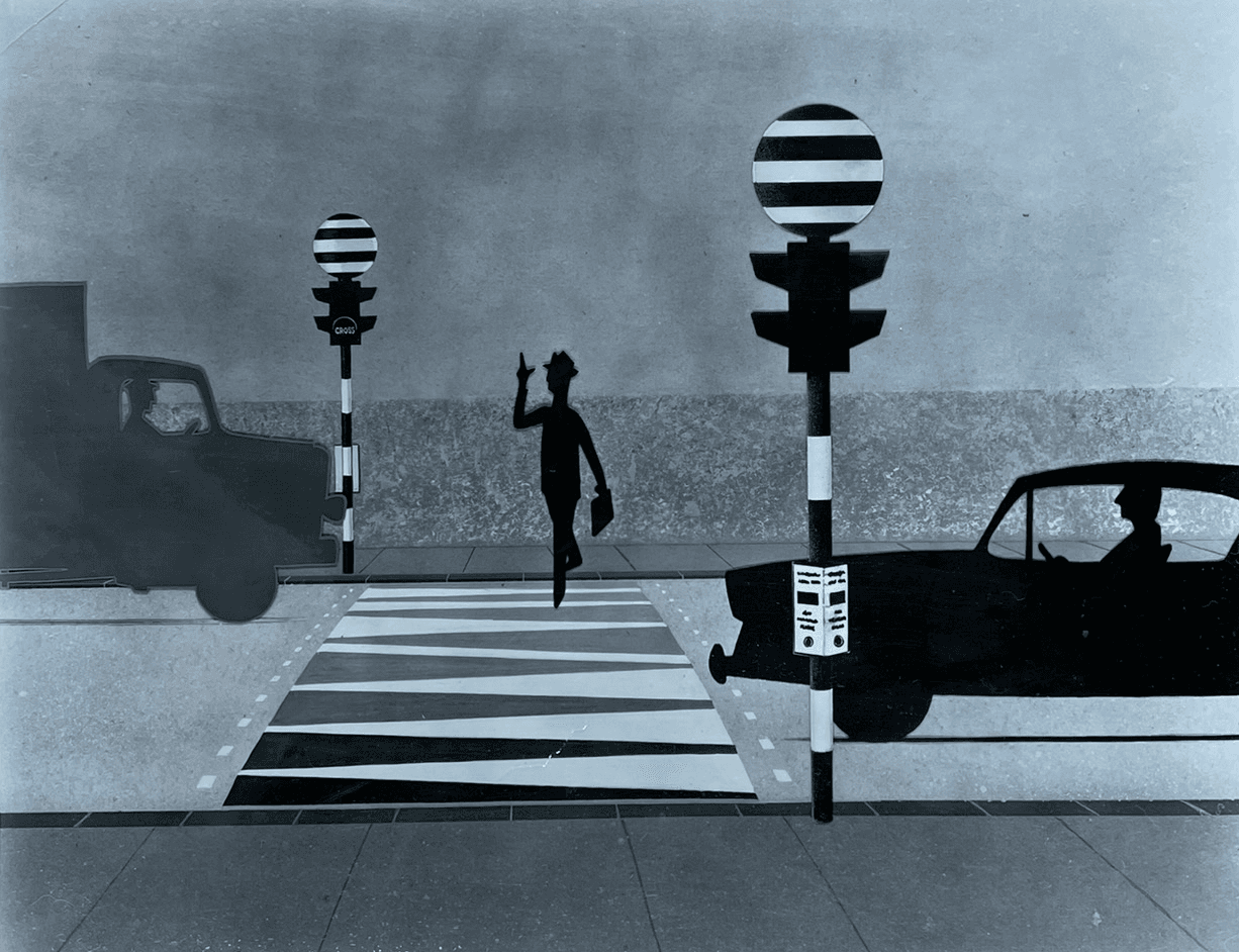 Panda crossing animation still man crossing