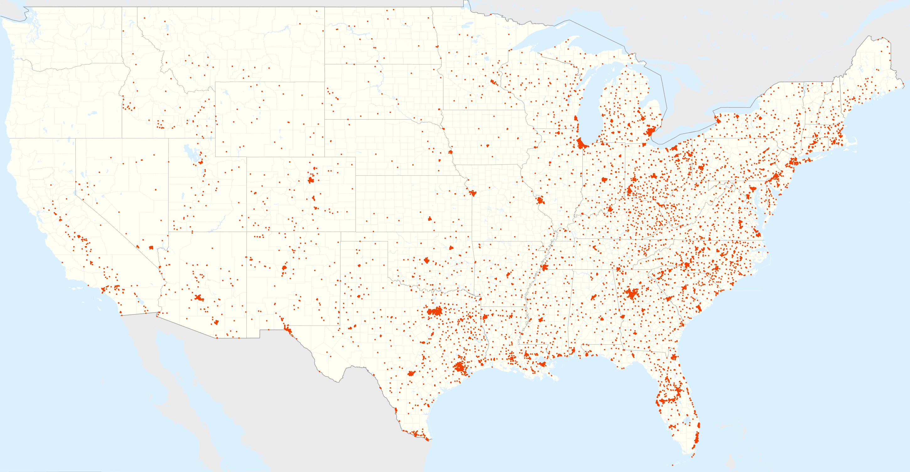 Family Dollar footprint map 2020-12
