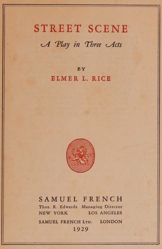 Street Scene (1929) title page