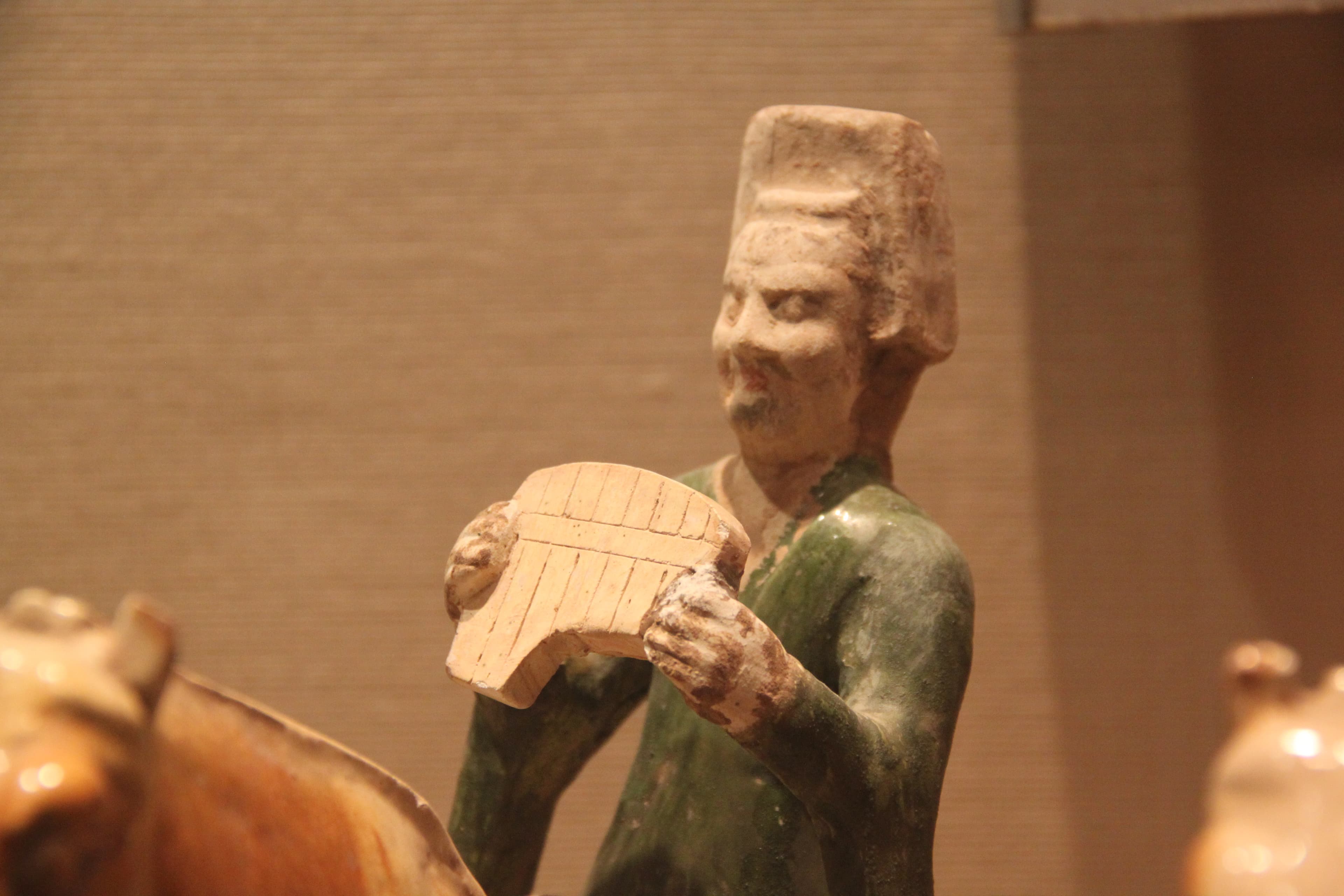 Tang Sancai Musician Playing Xiao