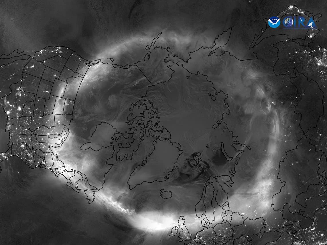 VIIRS Aurora Borealis under North Pole