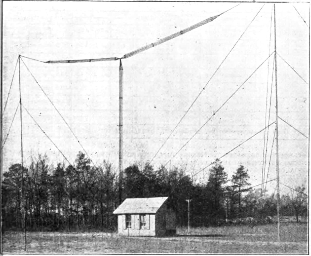 Amateur T cage antenna 2BML 1922