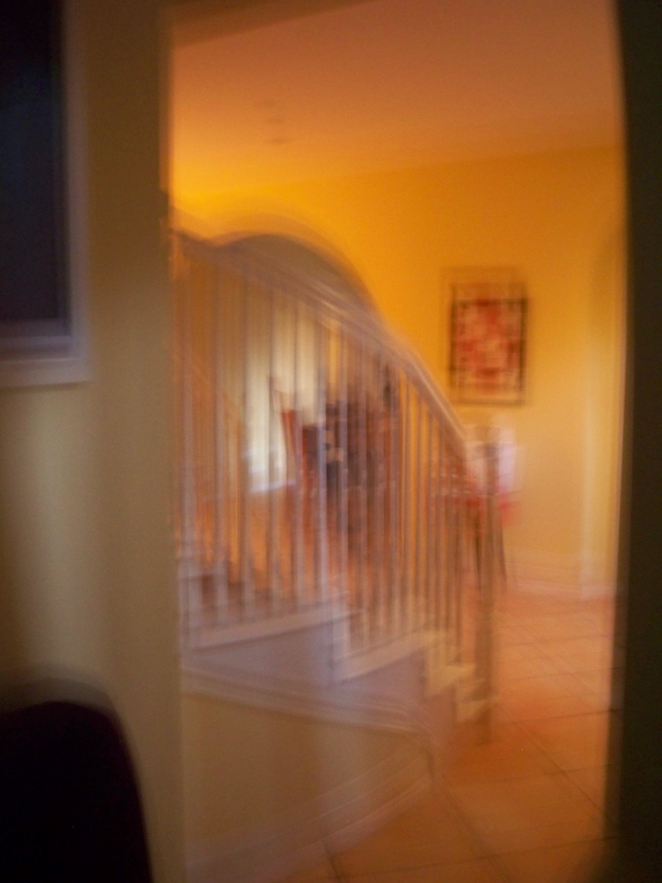House Interior with spiral stairs blur
