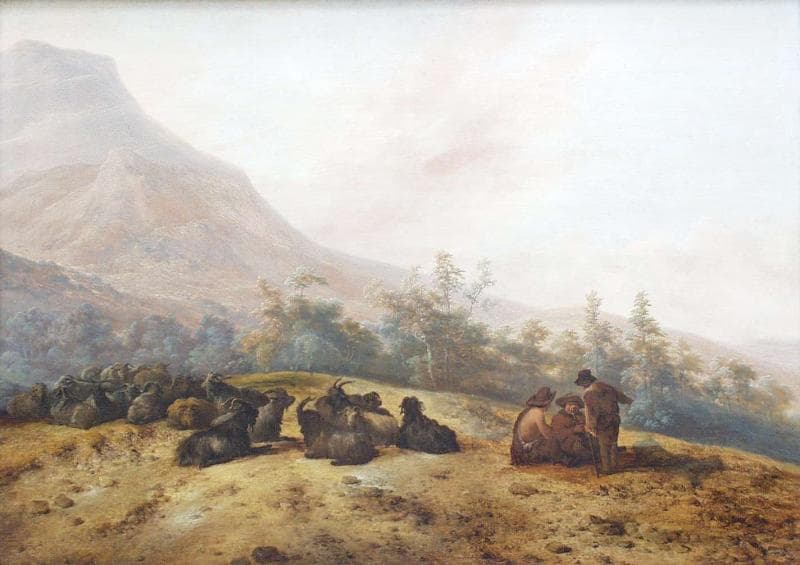 Mancadan Mountain landscape with shepherds