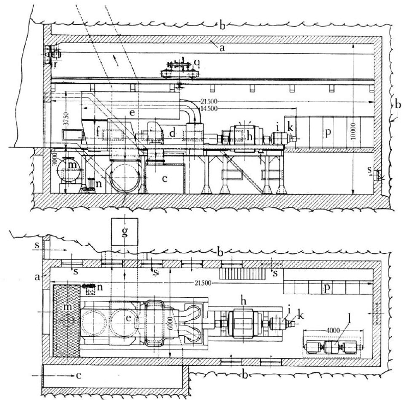 Drawing of the Neuchatel gas turbine
