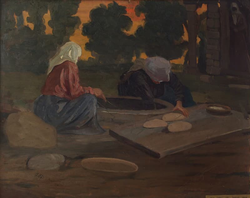 Mose Toidze. Baking a bread. 1912