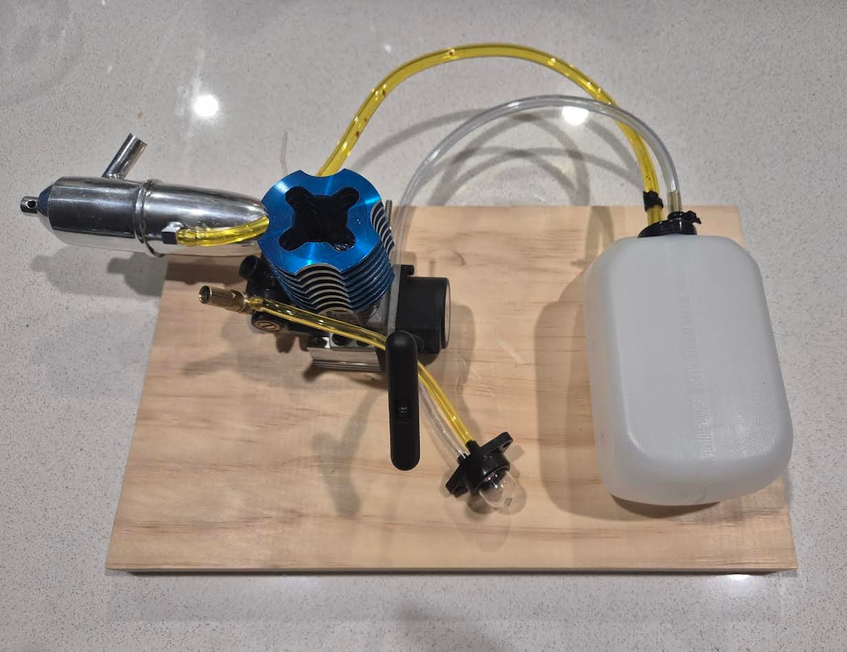 Nitro engine on bench