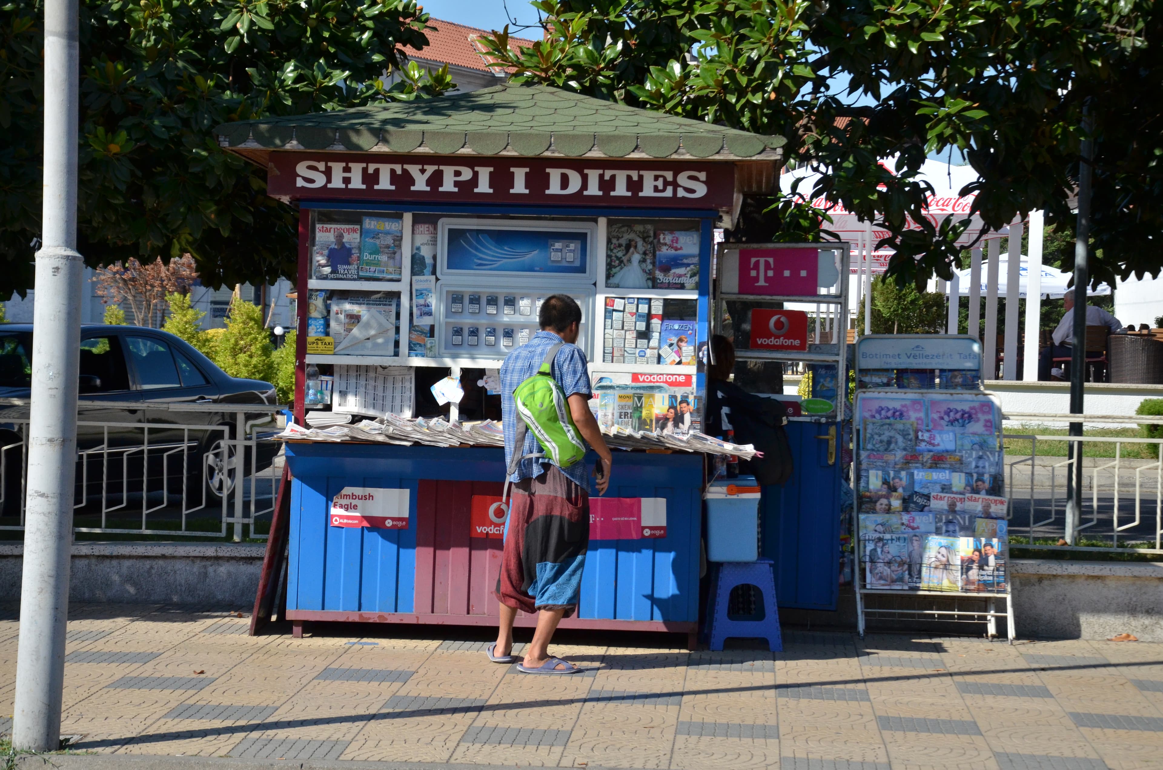 People, newspaper, stands