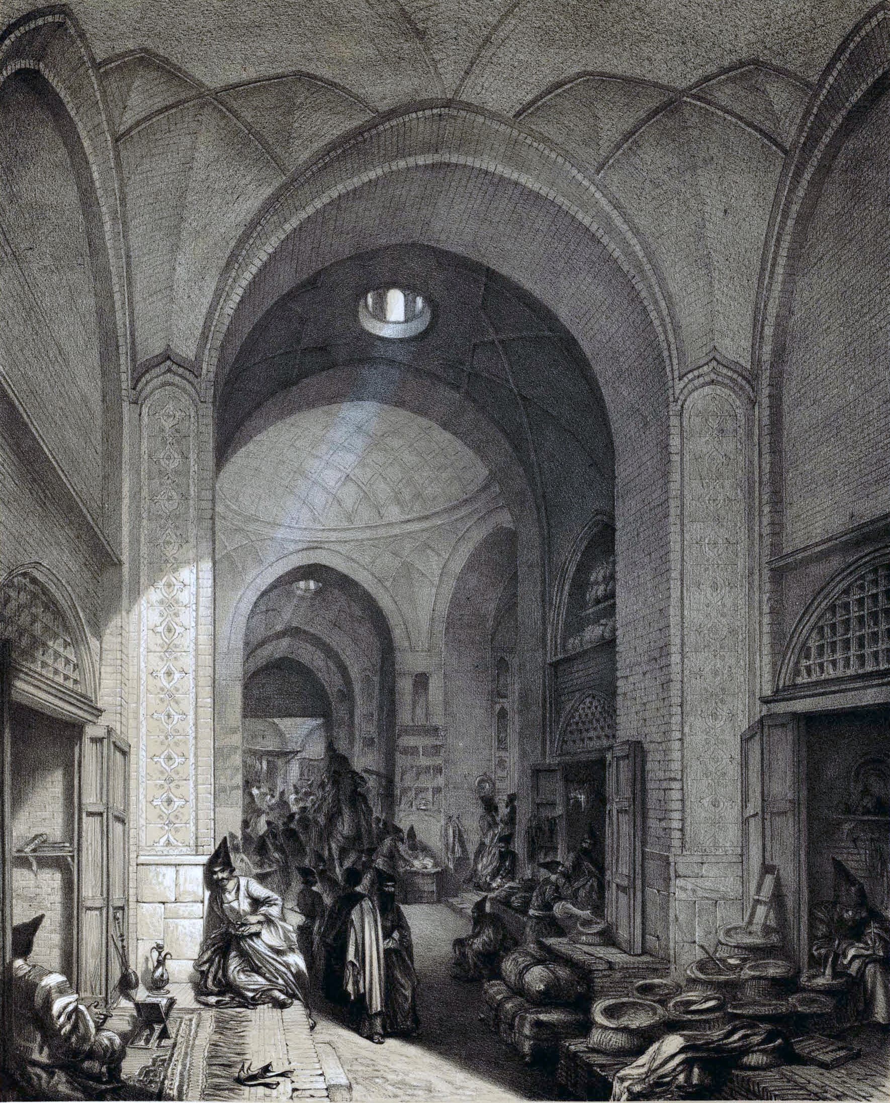 Bazaar Kashan by Eugène Flandin