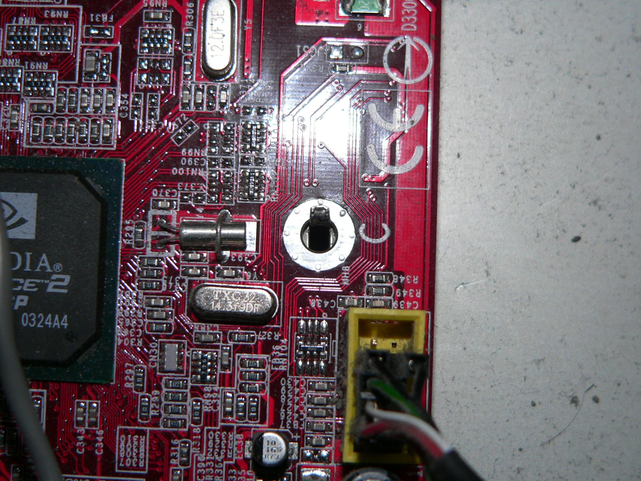 Computer motherboard mounting clip closeup