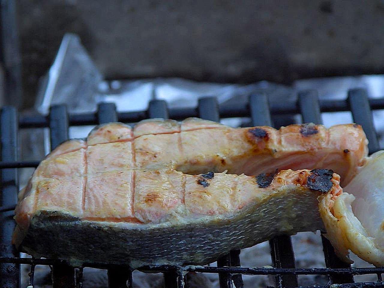 Salmon on grill