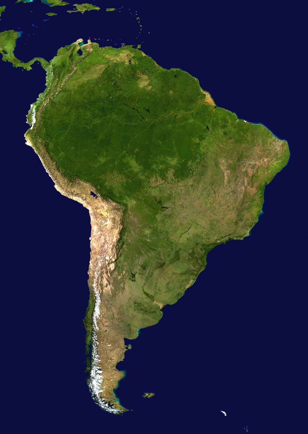 South America satellite orthographic