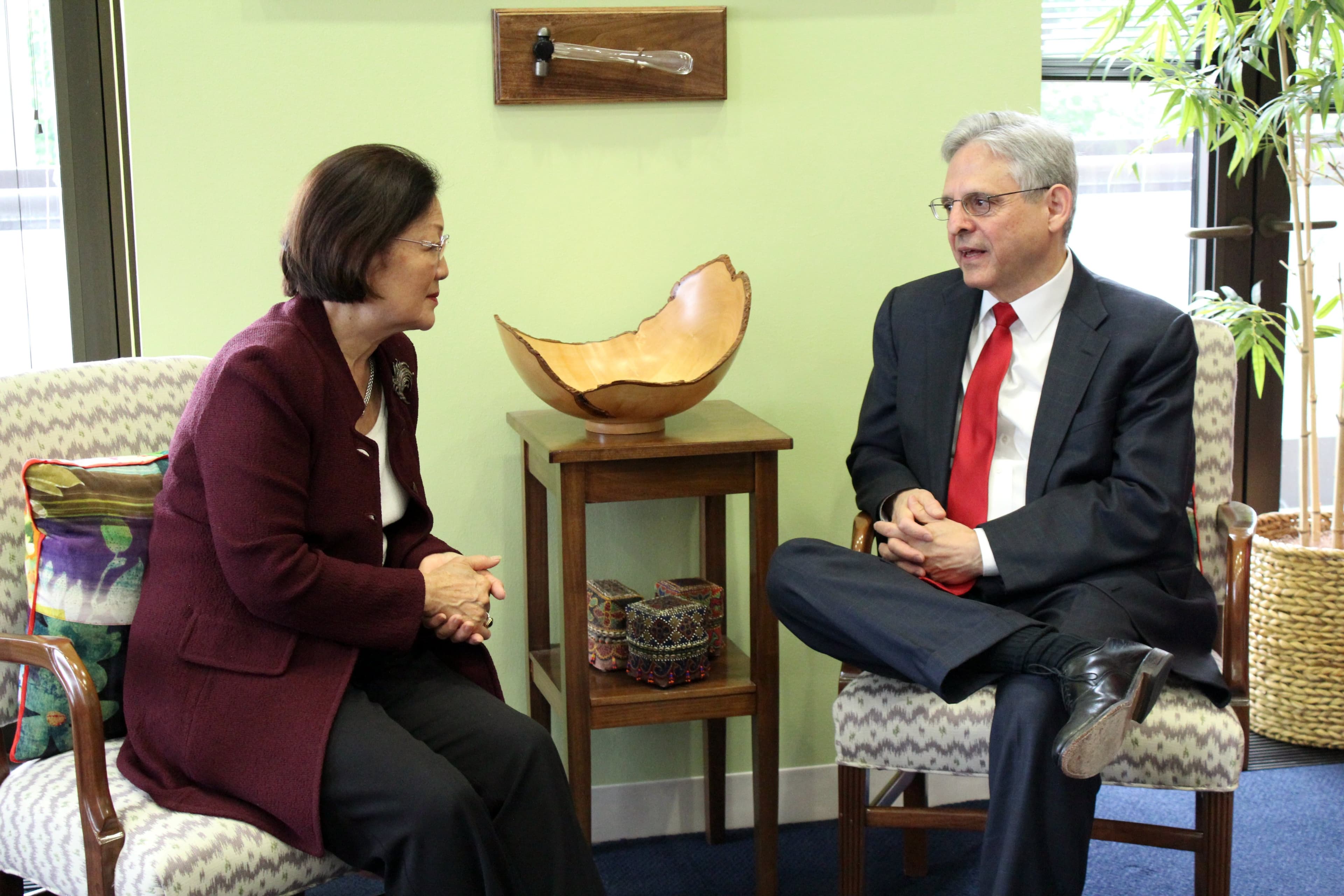 Mazie Hirono with Merrick Garland