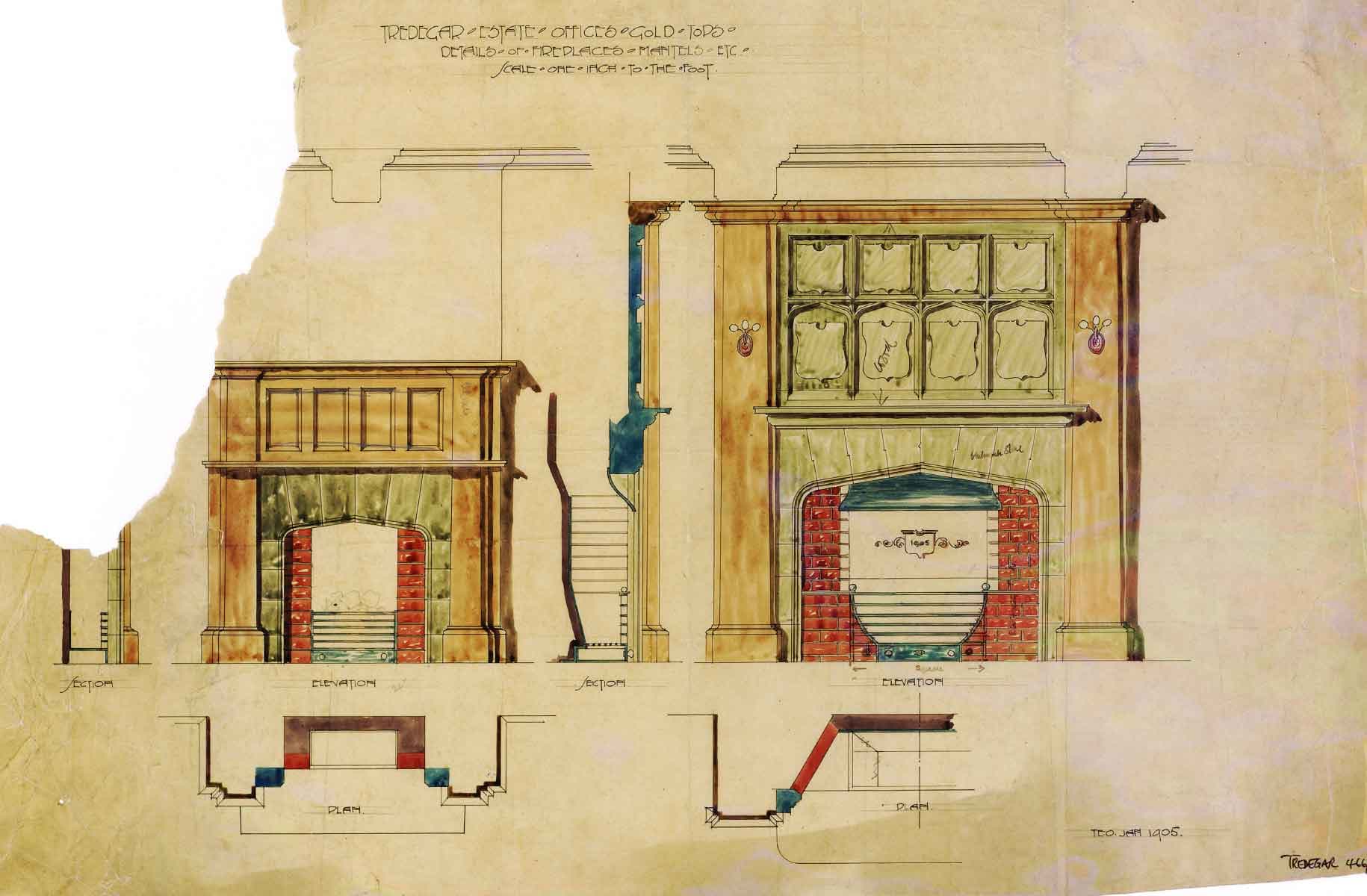 Tredegar Estates Office fireplace plan