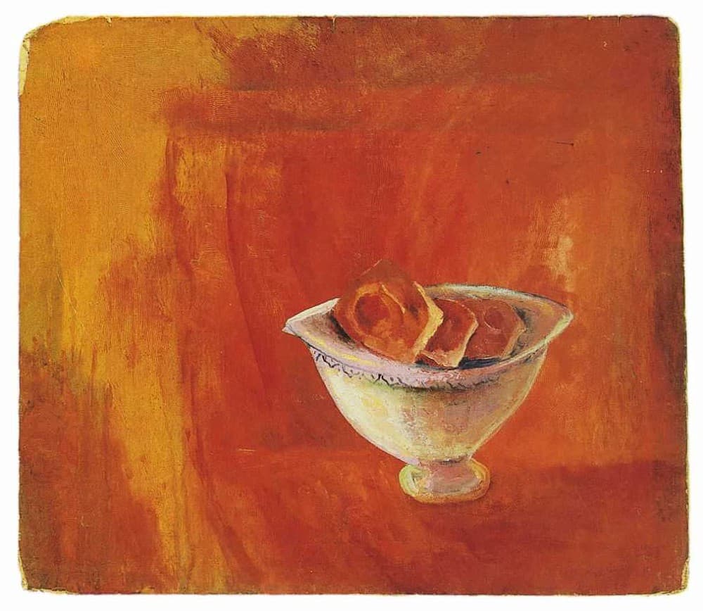 White Bowl on the Red Background