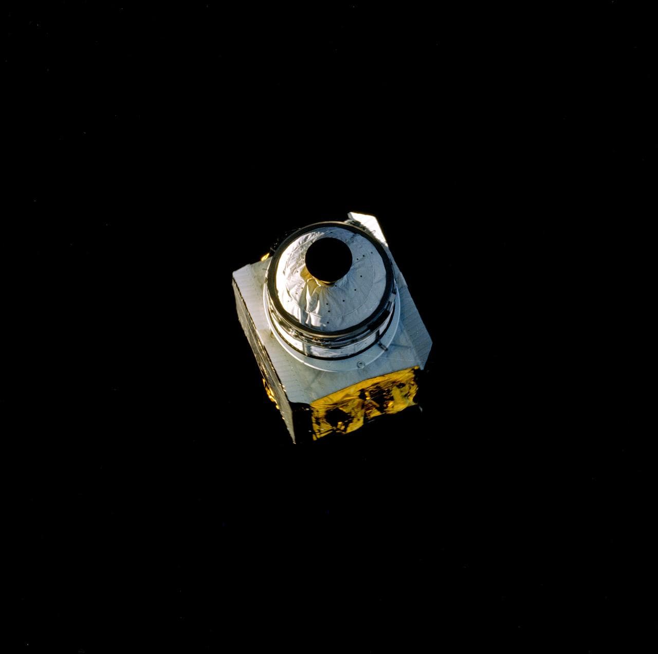 Close-up view of the RCA Satcom K-2 communications satellite