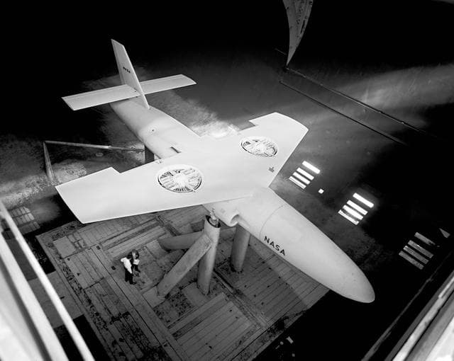 A-28399. GE Fan in Wing in Ames 40x80 foot wind tunnel.