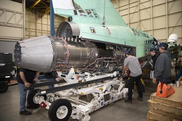 Engine Installed on NASA’s X-59 Experimental Aircraft