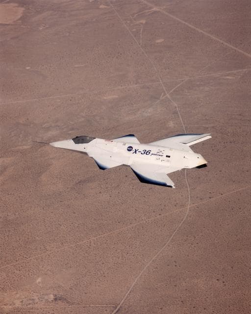 X-36 Tailless Fighter Agility Research Aircraft in flight