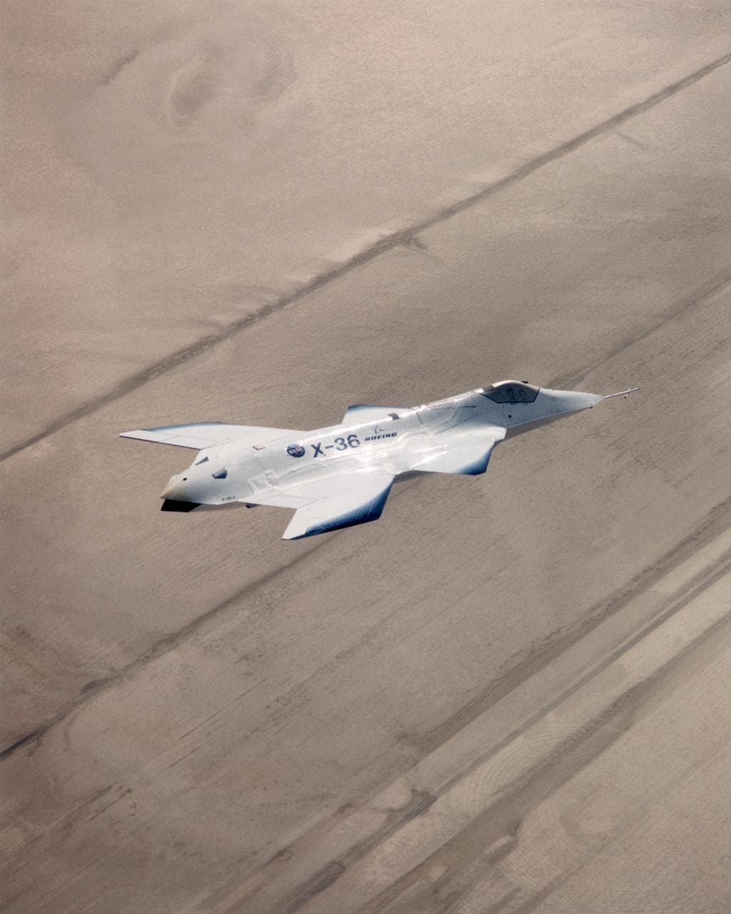 X-36 Tailless Fighter Agility Research Aircraft in flight