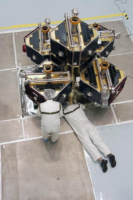 Moving THEMIS to a spin table for testing at Astrotech