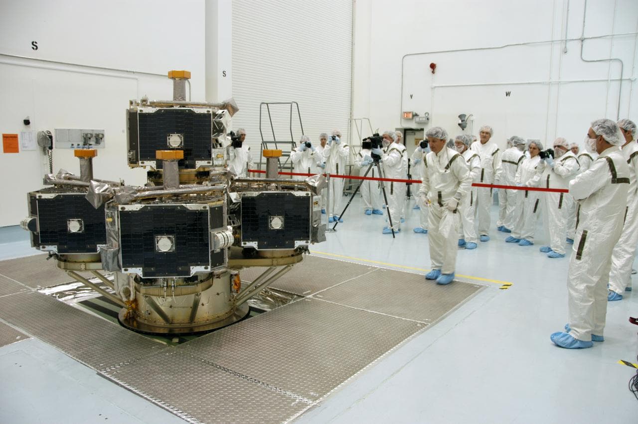 Moving THEMIS to a spin table for testing at Astrotech