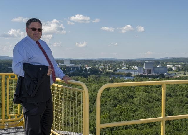 Todd May on top of SLS Test Stand 4693, view looking North