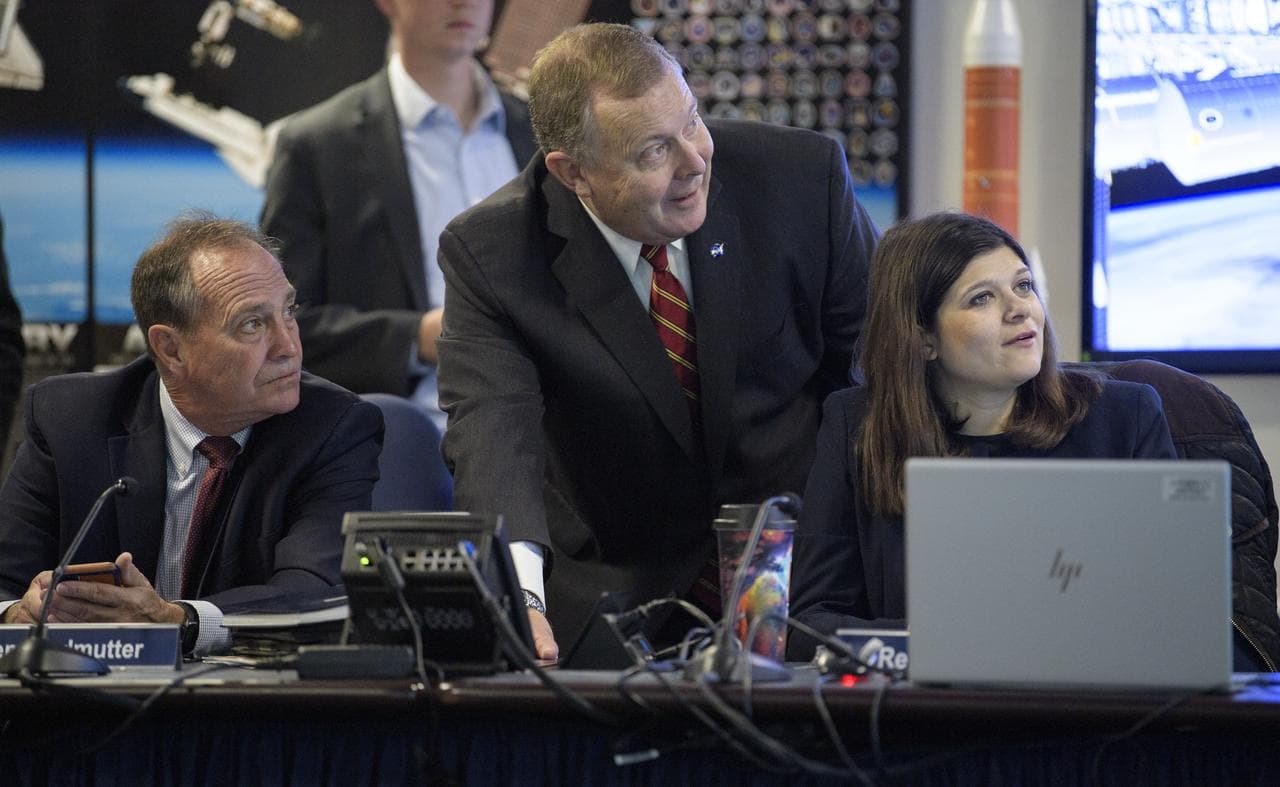 NASA Leadership and Members of Congress watch First All-Woman Sp
