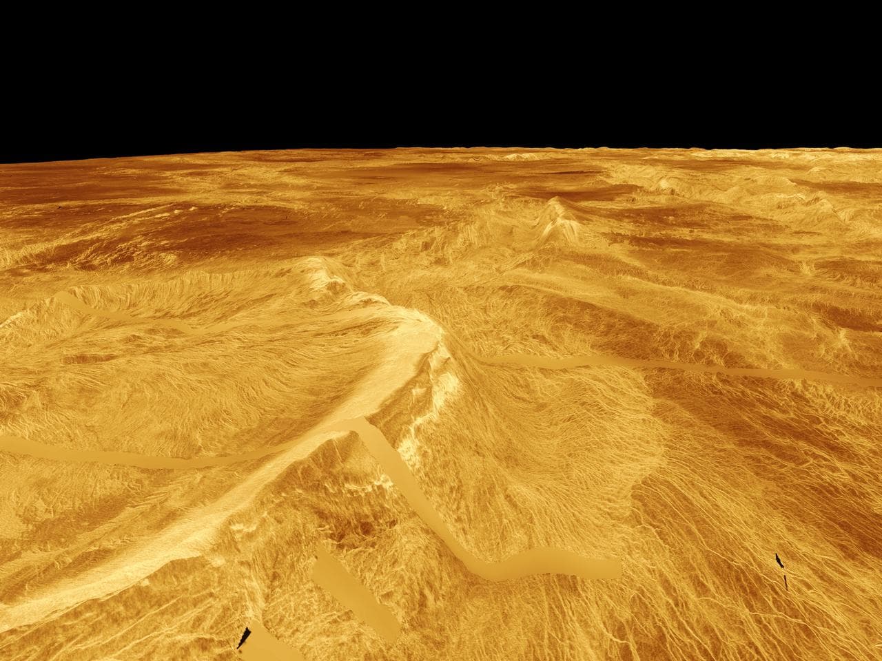 Venus - 3-D Perspective View of Latona Corona and Dali Chasma