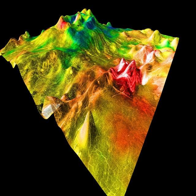 Magellan Perspective View of Ovda Regio, 15° N, 77° E