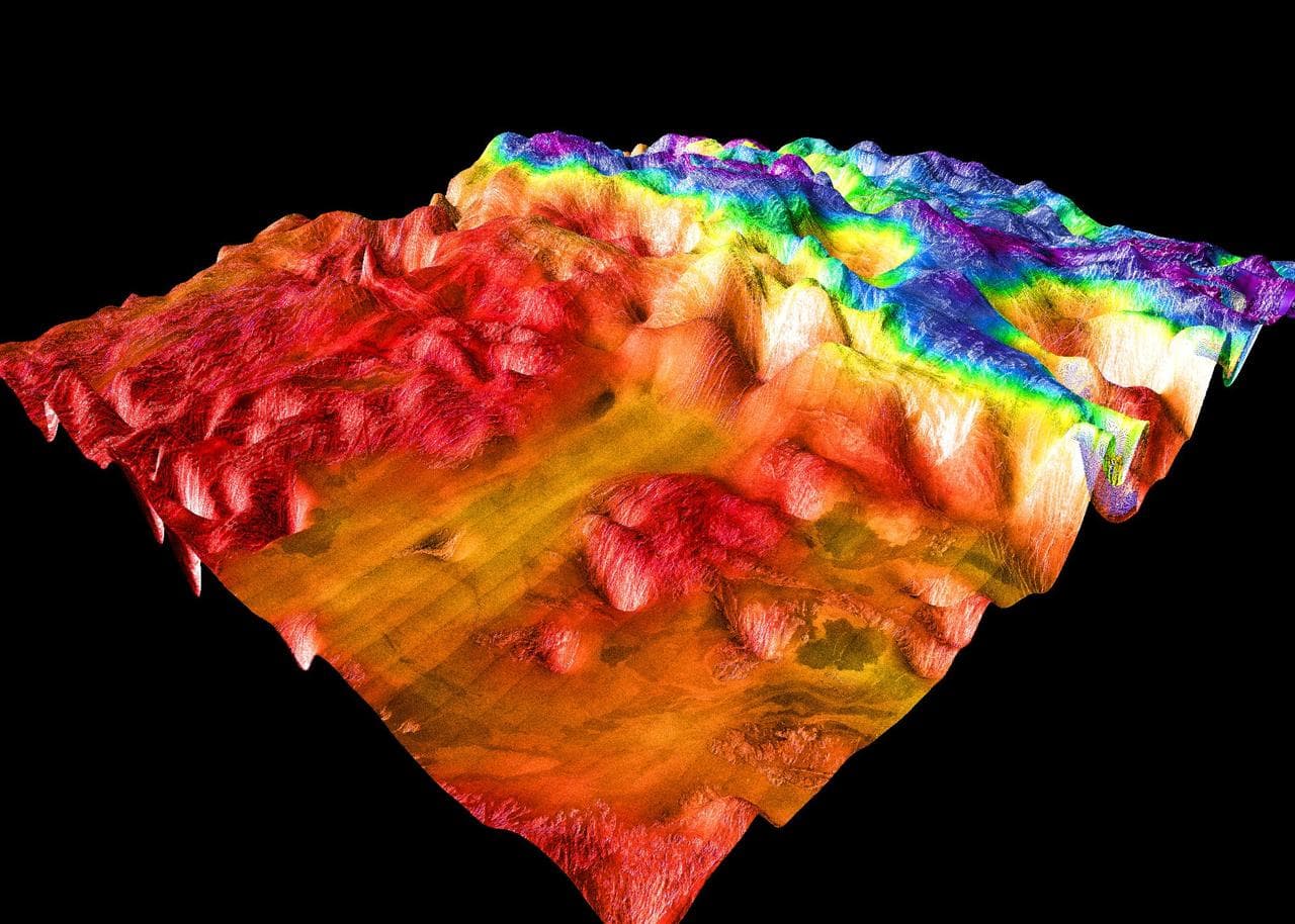 Magellan Perspective View of Ovda Regio, 0° N, 129° E