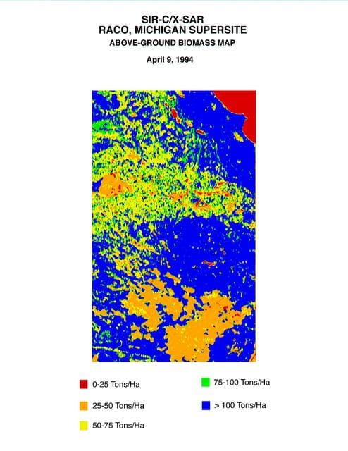 Space Radar Image of Raco Biomass Map