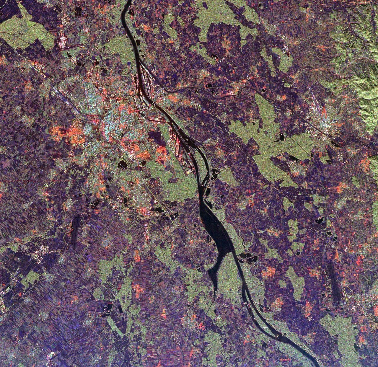 Space Radar Image of Rhine River, France and Germany