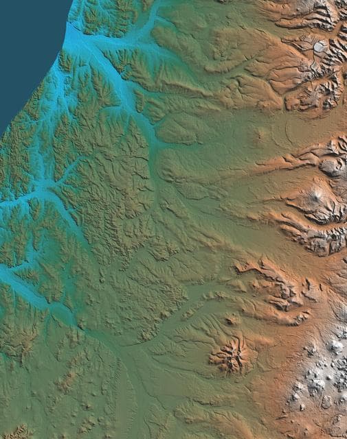 Shaded Relief, Kamchatka Peninsula, Russia