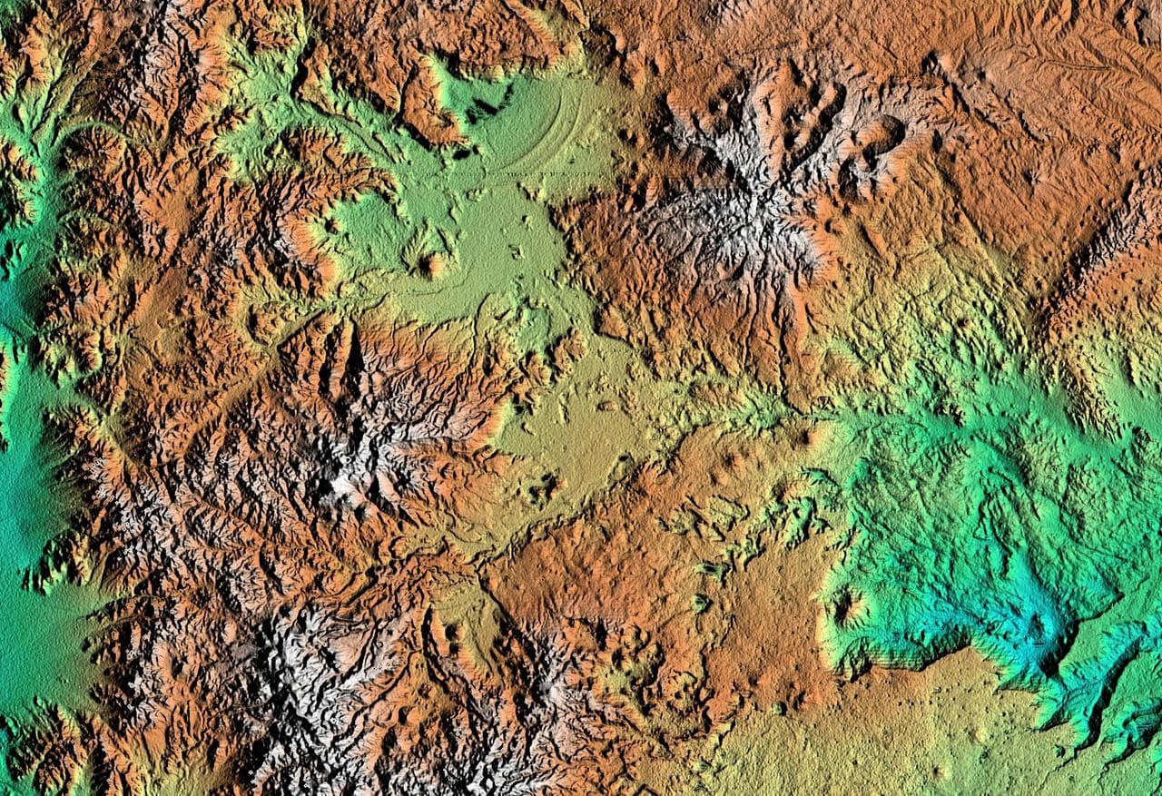 Shaded relief, color as height Patagonia, Argentina