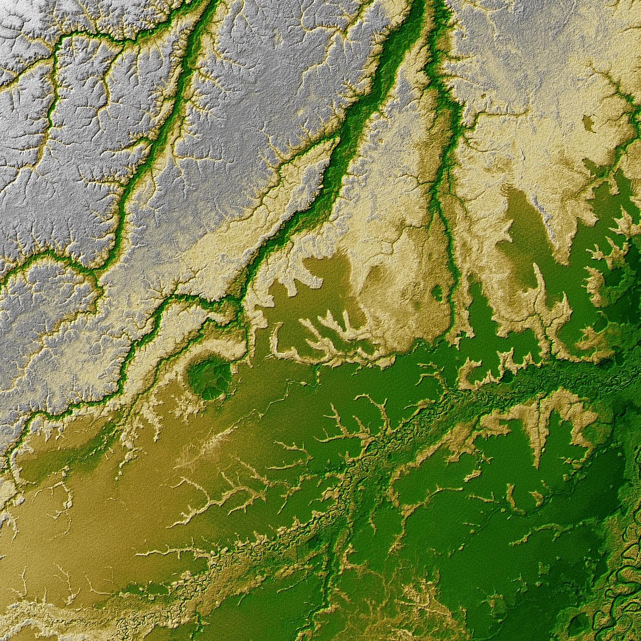 Shaded Relief with Height as Color, Iturralde Structure, Bolivia