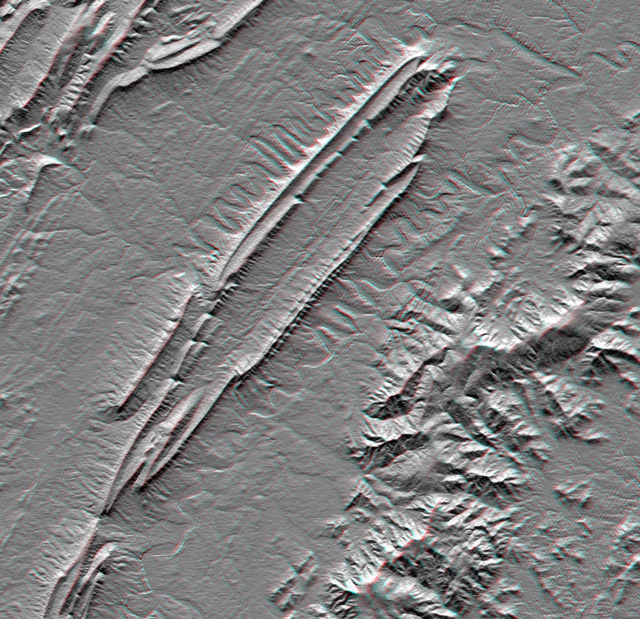 Massanutten Mountain, Virginia, USA Anaglyph