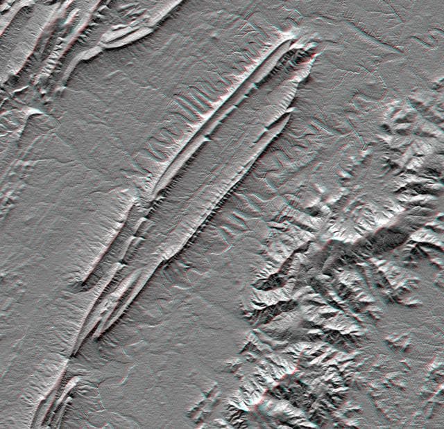 Massanutten Mountain, Virginia, USA Anaglyph
